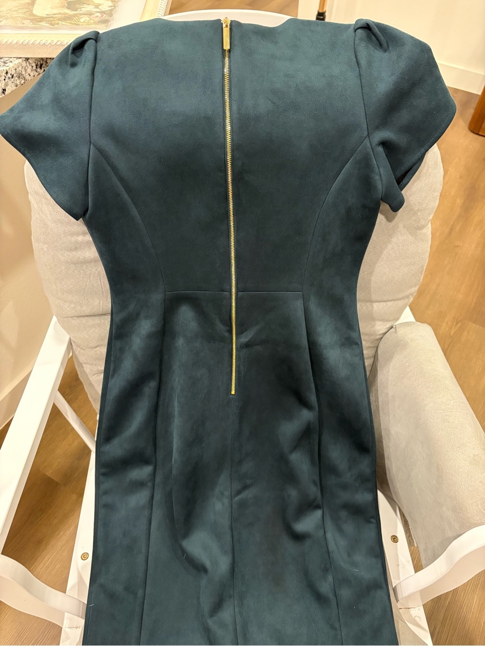 Women's Teal Sheath Dress with Gold Back Zip